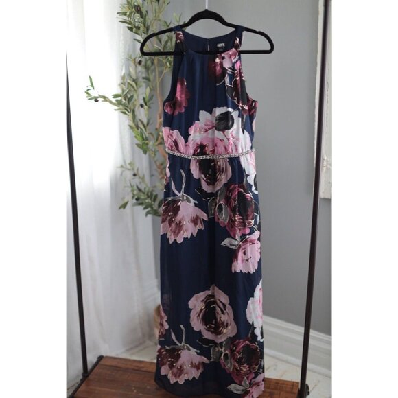 S.L. Fashions Navy and Pink Floral Maxi Dress - Picture 4 of 7